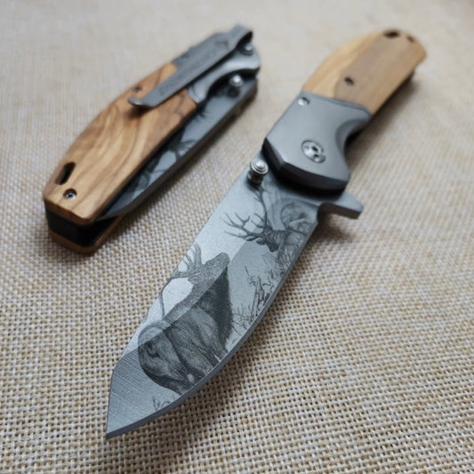 Deer pocket knife wood handle