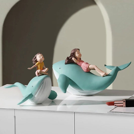Girl on Whale Figurine